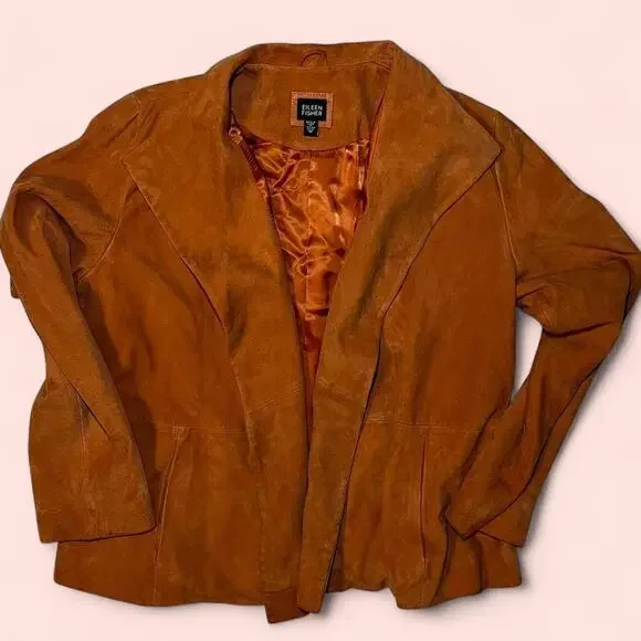 Eileen fisher orange suede blazer - Picture 1 of 5